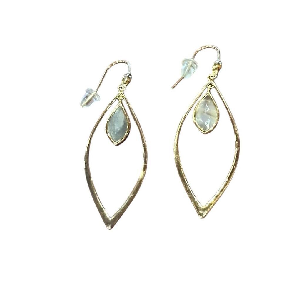 TAI Circle Drop Earrings in Gold & Clear Grey New
